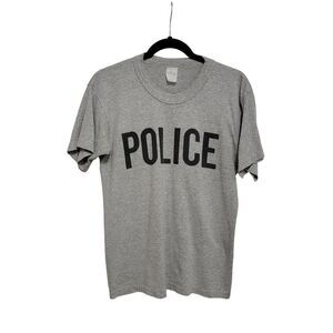Police Short Sleeve Tee Gray Size M VTG